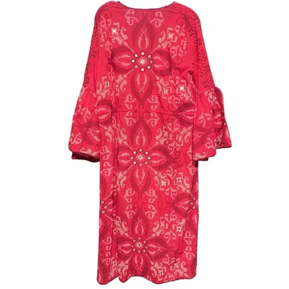 Figue Minette Cross-Stitch Embroidered Midi Dress Size M Festive Occasion